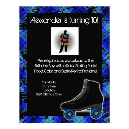 Boy Personalized Roller Skating Party Invitation