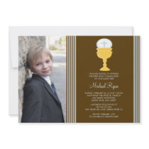 Boy Photo First Communion Invitation Chalice