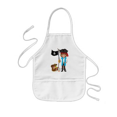Boy Pirate with Treasure and Flag Apron by KirstenEdwards