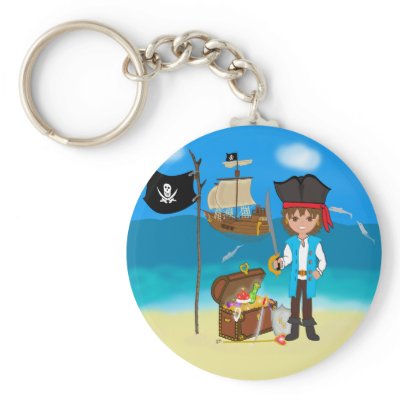 Boy Pirate with Treasure Chest Keychain by KirstenEdwards