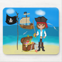 Boy Pirate with Treasure Chest Mousepad