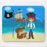 Boy Pirate with Treasure Chest Mousepad