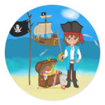 Boy Pirate with Treasure Chest Stickers