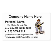 Boy playing acoustic guitar with sheet music business card template