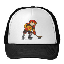 Boy Playing Hockey Trucker Hats