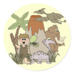 Boy Prehistoric Life Round Sticker