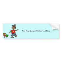 Boy Pulling Toy Bumper Stickers