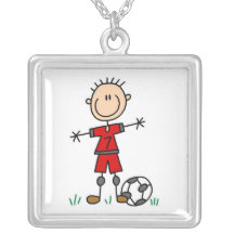 Boy Red Uniform Soccer Player T-shirts and Gifts Jewelry