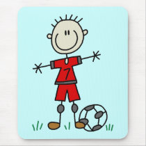 Boy Red Uniform Soccer T-shirts and Gifts mousepads