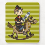 Boy Riding Rocking Horse Mouse Pad