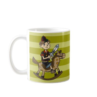 Boy Riding Rocking Horse Mugs by kids_tshirts