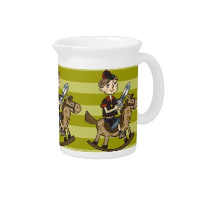 Boy Riding Rocking Horse Drink Pitchers by kids_tshirts