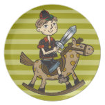 Boy Riding Rocking Horse Dinner Plates