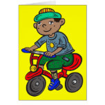 Boy Riding Tricycle Greeting Cards