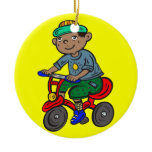 Boy Riding Tricycle Christmas Ornament