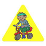 Boy Riding Tricycle Triangle Stickers