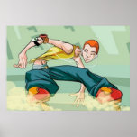 Boy Roller Skating with iPod Poster posters