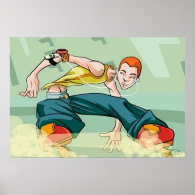 Boy Roller Skating with iPod Poster by ImGEEE