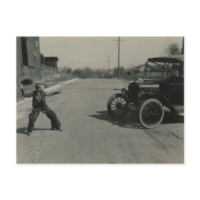 boy roped car postcard by amazingvintage