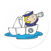 Boy Sailor in Boat stickers by toddlersplace Boy Sailor in Boat stickers