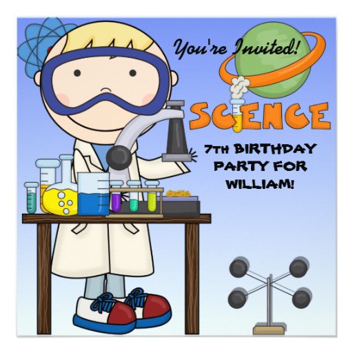 Boy Science Birthday Party Invitation