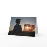Boy Scout Holding USA Flag Cards
