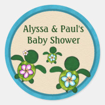 BOY Sea TURTLE Baby Shower (Honu) 02B blank #01 Stickers