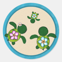 BOY Sea TURTLE Baby Shower (Honu) 02B Seal Sticker
