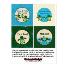 BOY Sea TURTLE Baby Shower Honu Cupcake Topper 02B Postcard