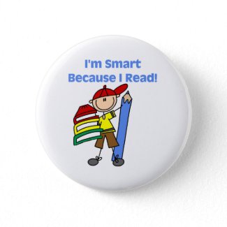 Boy Smart Because I Read button