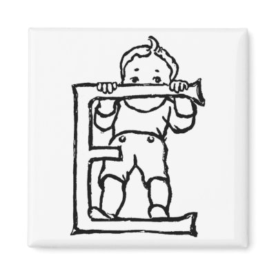 Boy Standing on Letter 'E' - Magnet by dchaddad