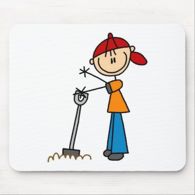 Boy Stick Figure Digging Mousepad by stick_figures