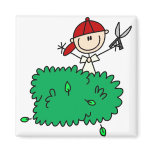 Boy Stick Figure Doing Yardwork Magnet