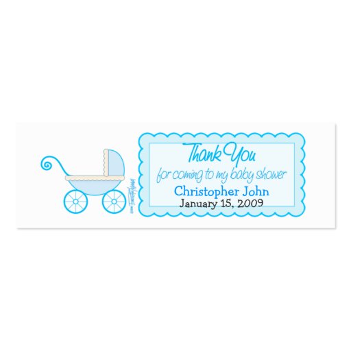 Boy Stroller - Thanks Favor Tag Business Card Template (front side)