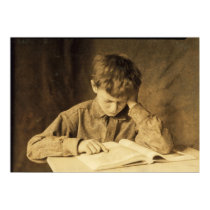 Boy Studying by Lewis Hine posters
