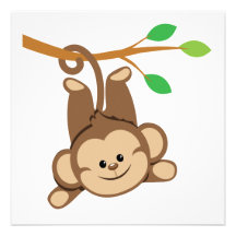 Boy Swinging Monkey Custom Invitations