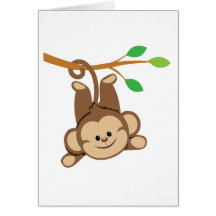 Boy Swinging Monkey Greeting Card
