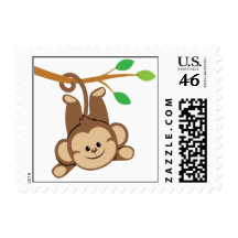Boy Swinging Monkey Postage Stamp