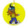 Boy Throwing Snowballs Christmas Tree Ornaments