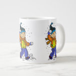 Boy Throwing Snowballs Jumbo Mug
