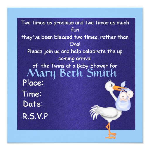 BOY TWINS BABY SHOWER  INVITATION