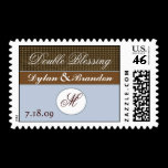 Boy Twins Birth Announcement Postage Stamp stamps