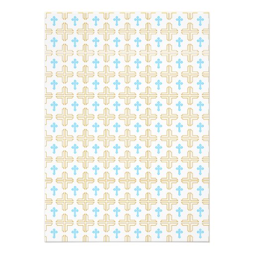 Boy Twins Cross Pattern Baptism Invitation