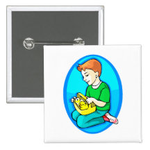 boy two chicks in basket blue oval pinback buttons