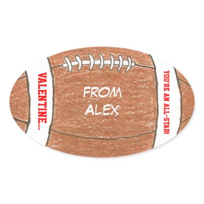 Boy valentine - football sticker with name by KarateKatGraphics