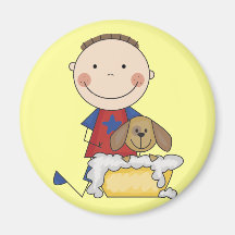 Boy Washing Dog Tshirts and Gifts Magnets