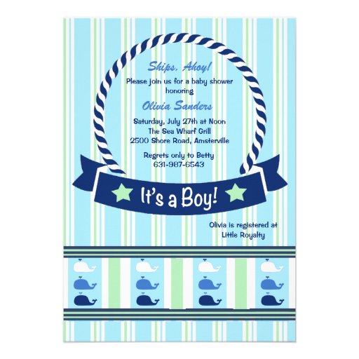 Boy - Whale Border Baby Shower Invitation (front side)