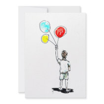 Boy with Balloons Fitted Invitation