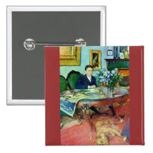 Boy with Dog Under Table Pins