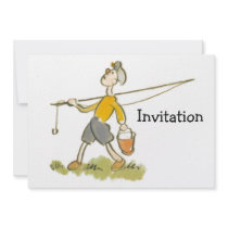 Boy with Fishing Rod Invites